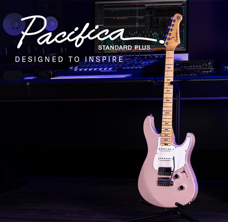 Pacifica professional logo & designed to inspire. Standard Plus Ash Pink (maple) on a stand in a studio.
