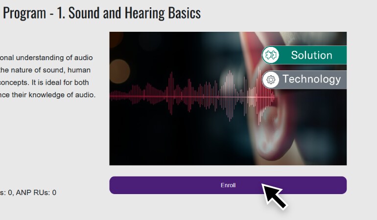 A banner link to the "How to Navigate Training Courses on Audioversity Online" page.