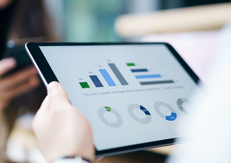 Graphs shown on a tablet.